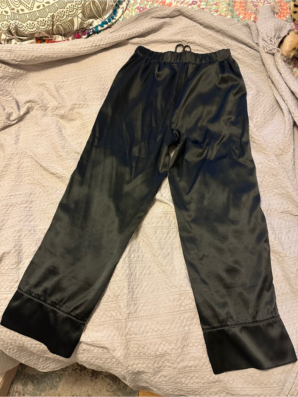Tahari Black Satin Drawstring look Pants